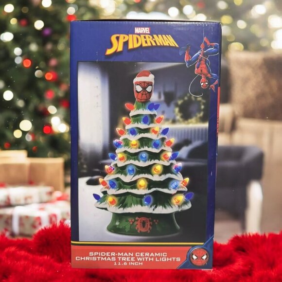 Marvel Spiderman Light-Up Ceramic Christmas Tree as seen on TikTok - Picture 1 of 3